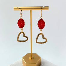 Load image into Gallery viewer, Druzy Crystal Heart Earrings