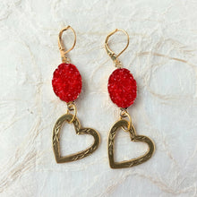 Load image into Gallery viewer, Druzy Crystal Heart Earrings