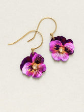 Load image into Gallery viewer, Garden Pansy Drop Earrings