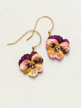 Load image into Gallery viewer, Garden Pansy Drop Earrings
