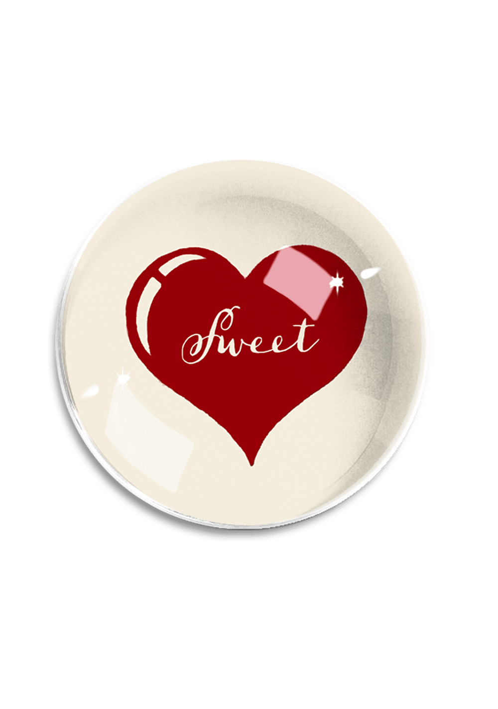 Sweet Heart French Crystal Dome Paperweight