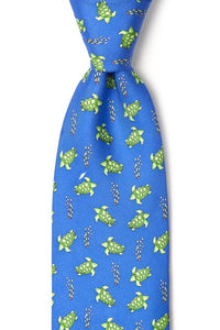 Sea Turtles Tie - Blue Silk