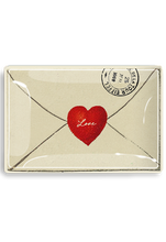 Load image into Gallery viewer, Love Script Envelope With Heart Decoupage Glass Tray
