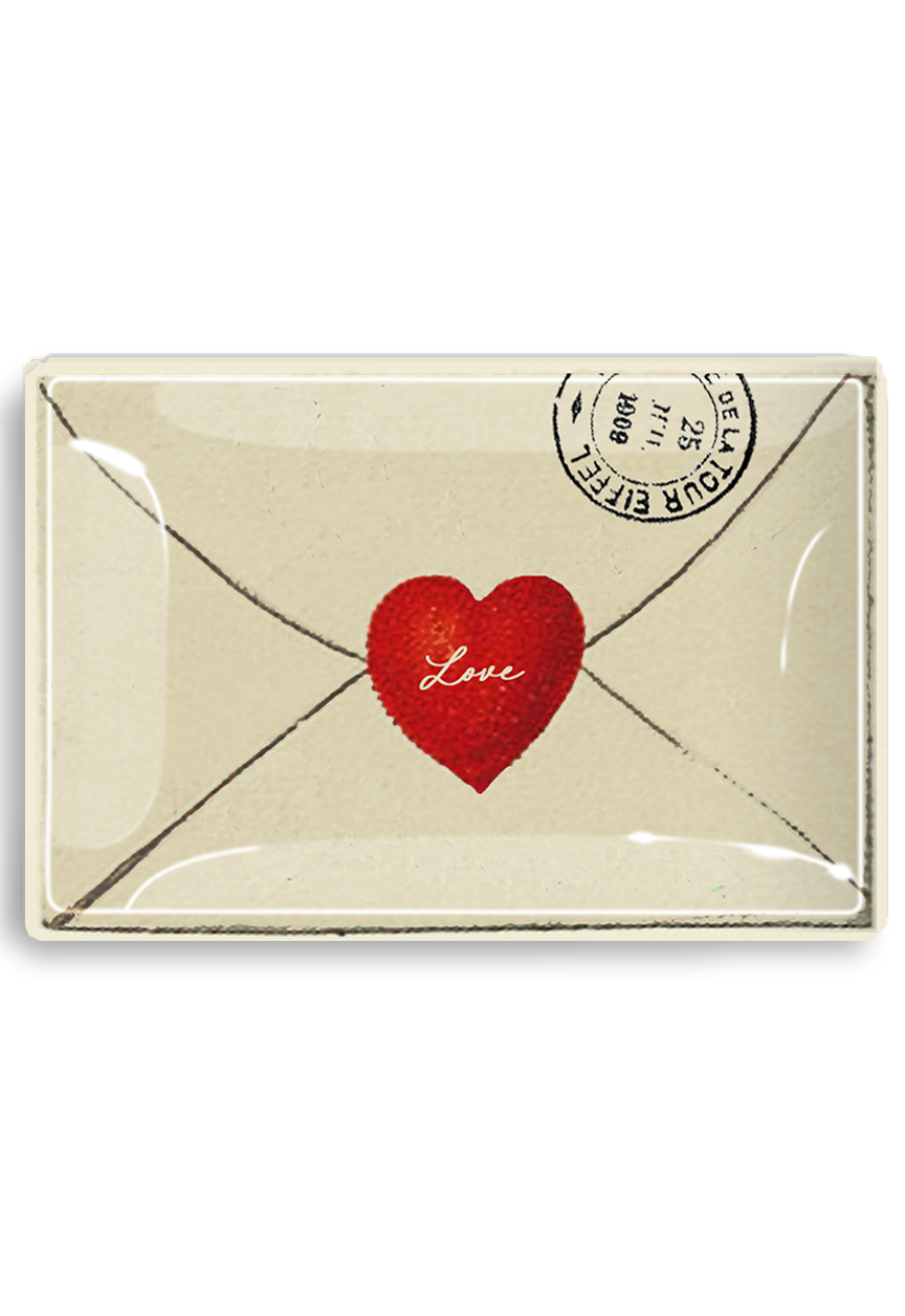 Love Script Envelope With Heart Decoupage Glass Tray