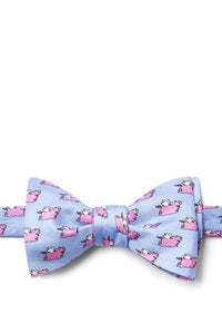 When Pigs Fly Self Bow Ties -  Light Blue Silk