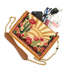 Load image into Gallery viewer, Desert Sunrise Beaded Cactus and Floral Crossbody Handbag
