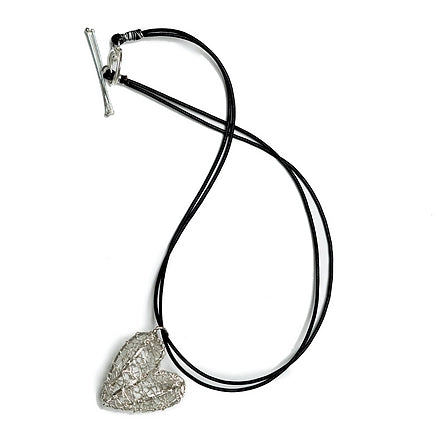Crocheted Silver Heart Pendant
