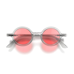 Moley Sunglasses-Transparent with Red Lenses