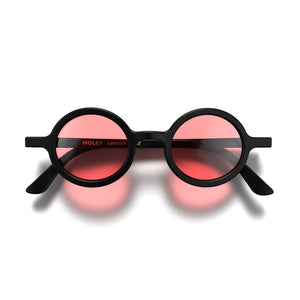 Moley Sunglasses-Matt Black with Red Lenses