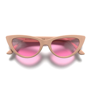 Naughty Sunglasses-Matt Soft Pink with Pink Lenses